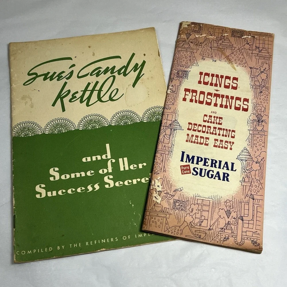 Lot of 2 Vintage Imperial Sugar Cookbooklets - Sugar Land Texas 1950 Sue's Candy